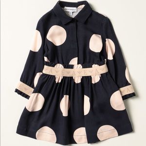 Emporio Armani Lux Couture Toddler 24m Dress with Macro Polka Dots Collar